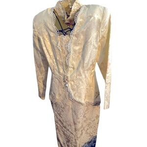 Jessica McClintock Bridal Satin CACHET Holiday Victorian Dress Suit Sz 10 Women